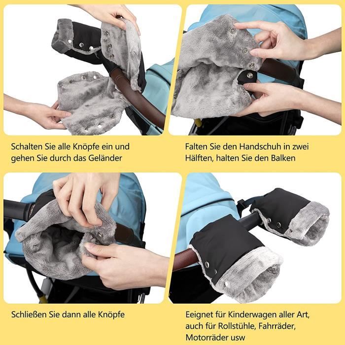 Gants Noirs Imperm ables Pour Poussette 2 Pi ces Mitaine Chaude