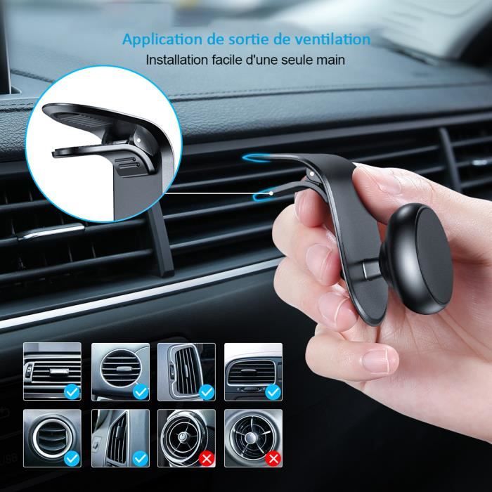 Support Téléphone Voiture Magnétique FASR - Fixation Grille D'aération, Rotation 360°, Aimant Puissant - Compatible Tous Smartphones