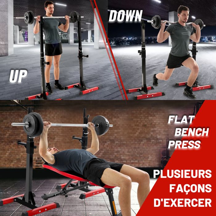 Support De Squat Réglable Et Multifonction Pour Barre De Musculation - Neuf