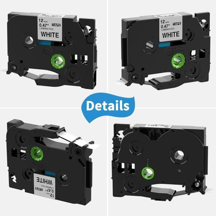 Lot De 3 Rubans Blancs Compatibles Brother TZe-231 12mm X 8m - Étiquettes Noir Sur Blanc Phonillico