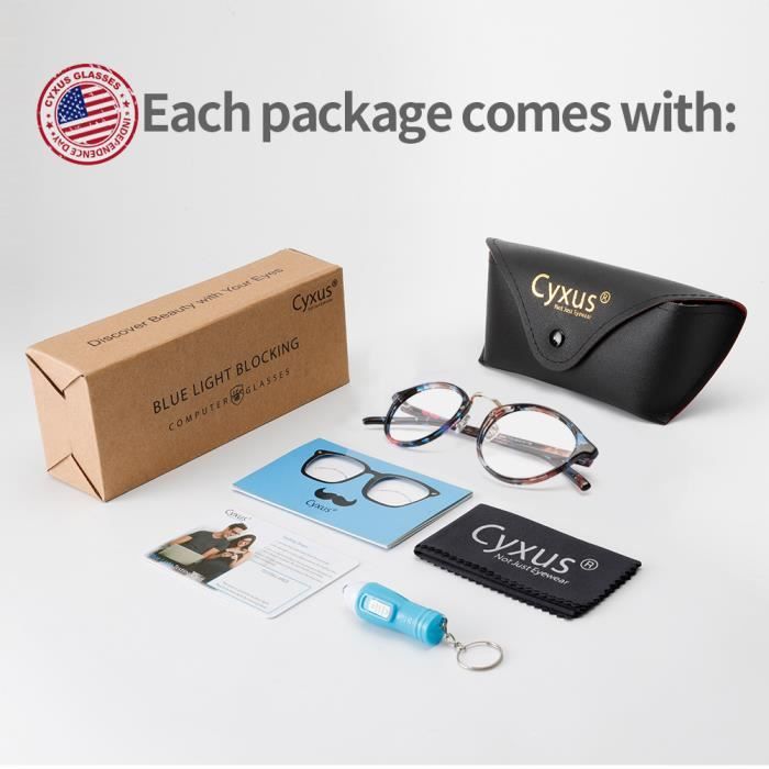 Cyxus Filtre lumiere Bleue Lunettes retro Ronde Cadre Transparent lentille Anti Fatigue oculaire Unisexe Femme Homme 8065T15 Cdiscount Bijouterie