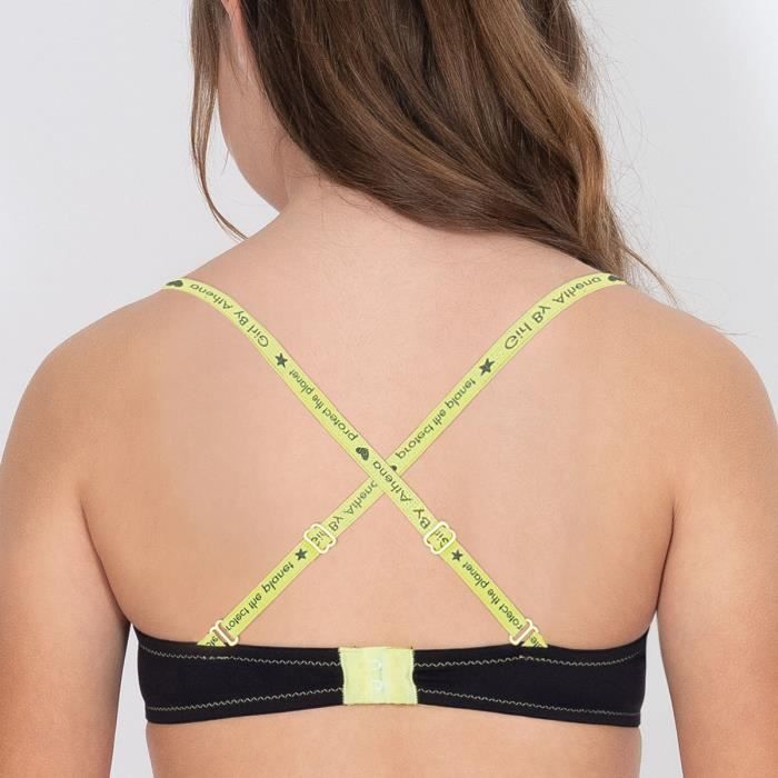 Soutien gorge sans armature coques fines fille Microfibre Recyclee ATHENA Noir Enfant