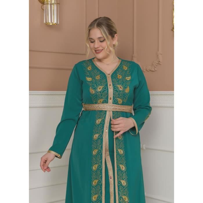 Caftan ALKA vert avec pantalon Femme Adulte