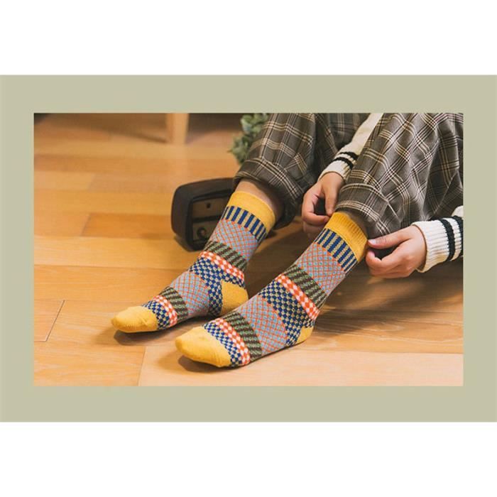 Chaussettes femme 5 paires Chaussettes d Hiver pour Femmes en Laine Coton Tricotee Epaisses Chaudes pour votre maman epouse etc