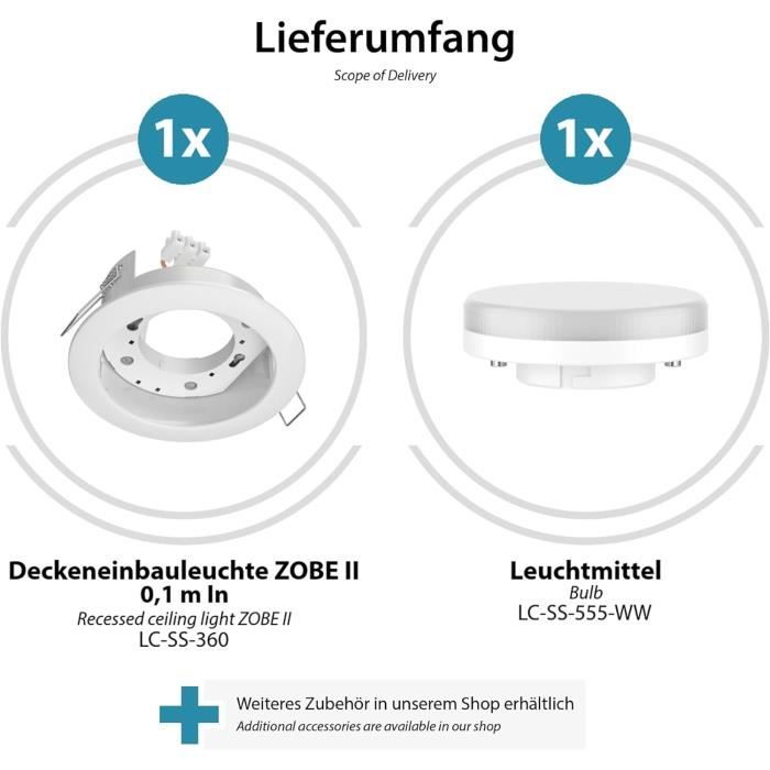 INEL GX53 Deckenleuchte Mit LED-Lampe – 6,2W, 509lm, Warm-weiß, 90mm Durchmesser, Platzsparend