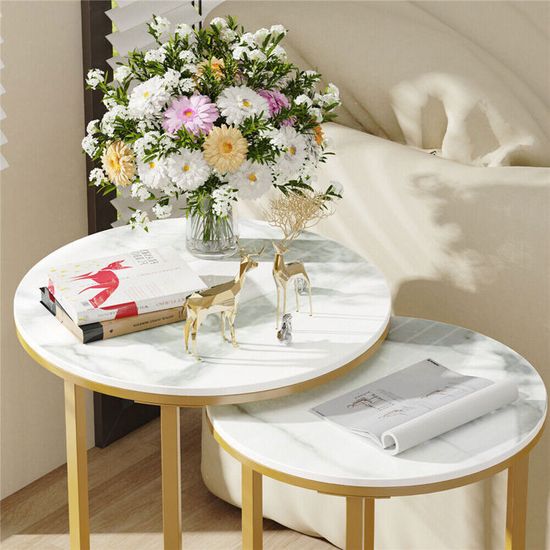 Cre Cra Table d'appoint en marbre, table basse en métal, petite table ronde, noire, 45 x 45 x 56,9 cm (L x l x H