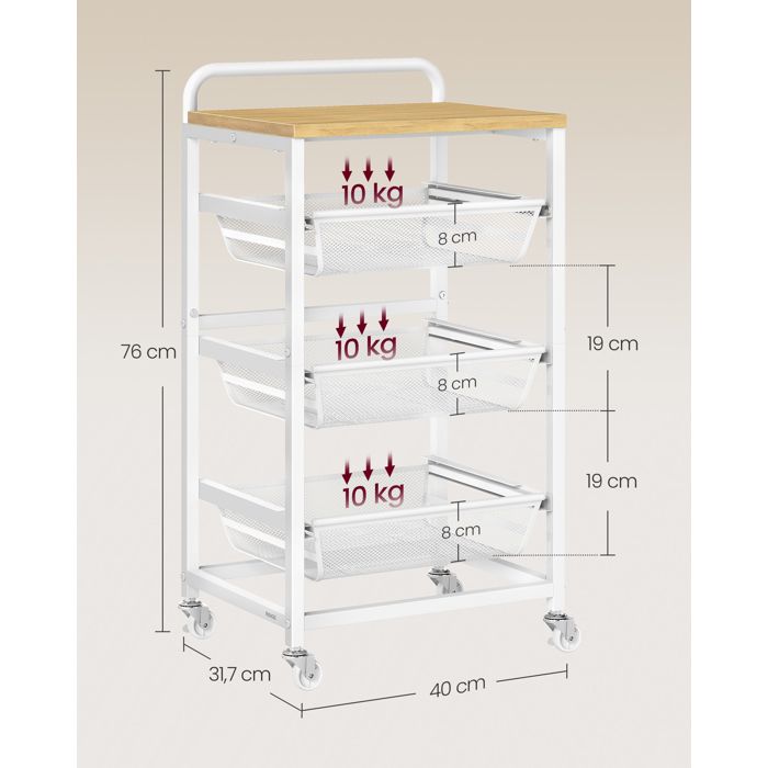Chariot De Rangement Sur Roulettes - 4 Paniers - Blanc - IKEA - Pour Salle De Bain, Cuisine
