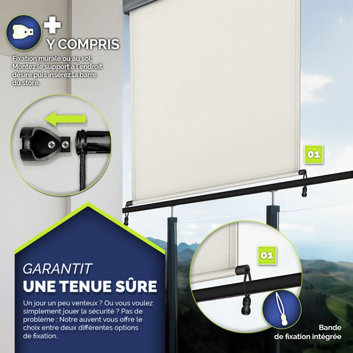 Intimité Terrasse Store Vertical ISOISL 180x240cm - Protection Solaire Et Intimité Pour Balcon/Terrasse 180x240cm Gris Clair Intimité Terrasse Store Vertical ISOISL 180x240cm - Protection Solaire Et Intimité Pour Balcon/Terrasse 180x240cm Gris Clair
