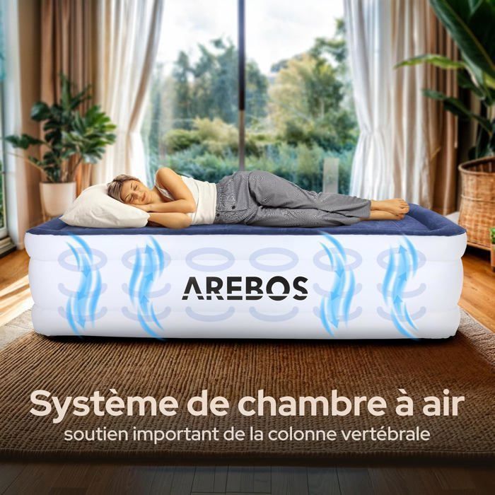 AREBOS Matelas gonflable, matelas à air, autogonflant, 203 x 152,5 x 51 — free download