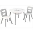 KidKraft - Ensemble table ronde avec rangement + 2 chaises - Gris et blanc-0