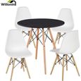 Ensemble Table Noir + 4 chaises Blanc - Willonin® - Polyvalent pour salle à Manger, balcon, Café et jardin-0