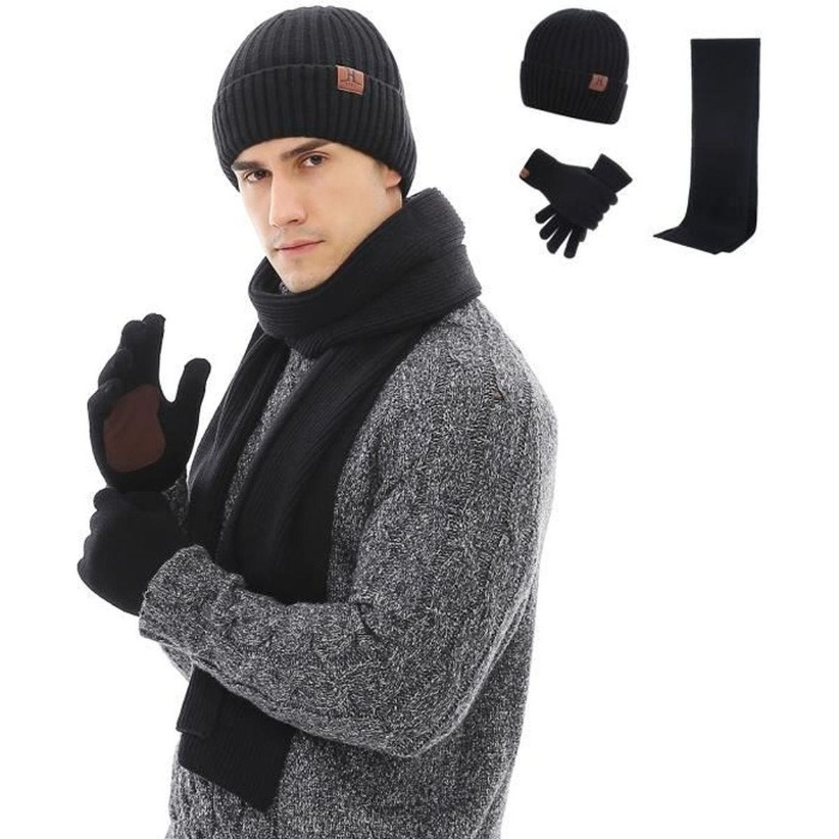 vêtement habit bébé écharpe gants hiver garçon 1-3 mois Bonnet int polaire