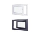 HEXA'FEN Fenetre PVC - LxH 800x500 mm - Triple vitrage - Blanc intérieur - Anthracite extérieur - Ferrage Gauche