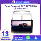 Junsun Autoradio Android 13 2Go+64Go pour Peugeot 307 307CC 307SW (2002-2013) avec 9'' Écran Tactile Android Auto Carplay GPS WiFi