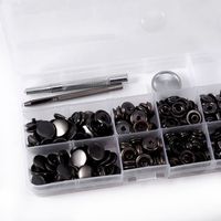 EBTOOLS Boutons 100 ensembles de boutons-pression noirs de 15 mm avec bouton-pression à bouton-pression avec kit d'outils