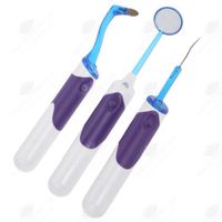 HTBE® Crochet de dent de miroir oral émettant de la lumière LED pour enlever les taches de dents kit de nettoyage domestique molaire