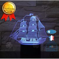 INN Nouveau bateau à voile 3D veilleuse USB pour cadeau de lumière visuelle LED tactile coloré cadeau 3D