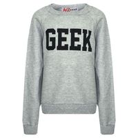 Sweat-shirt imprimé Geek pour enfants unisexes - Gris - Manches longues