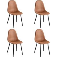 GrandCA HOME Lot de 4 Chaises de Salle à Manger Modernes, Dossier Creux en Velours Côtelé, Rembourrées, pour Salle à Manger, Cuisine, Salon et Chambre (Noires