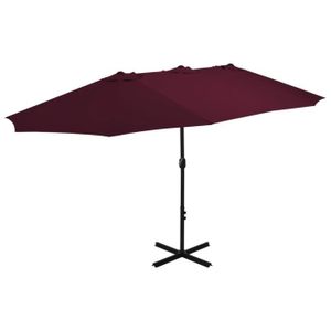 PARASOL Parasol d'extérieur avec mât en aluminium 460 x 270 cm Bordeaux