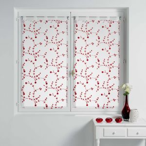 Rouge 90x60 cm Douceur dInt/érieur Anya Paire Droite Passants Voile Brode Anya Polyester