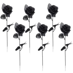 FLEUR ARTIFICIELLE LIU-7542150663368-Rose artificielle Simulation Roses fausses fleurs noir mariage Simulation fleurs décoration intérieure linge suspe