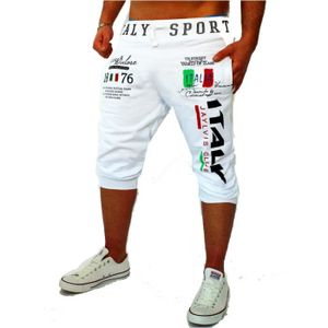 PANTACOURT Pantalon homme de jogging court imprimé numérique sport loisirs Plage de Sable luxe de imprimé et baggy Vêtement Masculin - blanc