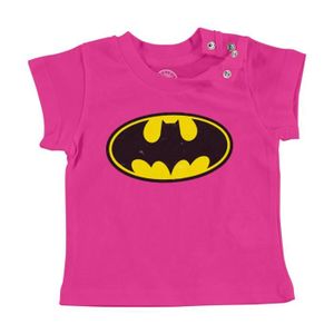 T-SHIRT T-shirt Bébé Manche Courte Rose Batman Logo Super 