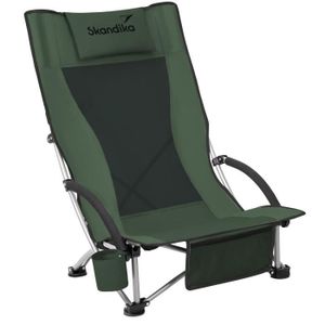 CHAISE DE CAMPING Chaise de Plage Pliable - Skandika Beach - Chaise de Camping Pliante Confortable - Max. 136 kg - Sac de Transport - Vert