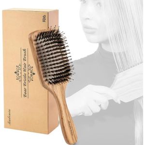 BROSSE - PEIGNE Brosse Cheveux Poils Sanglier avec Coffret Cadeau 