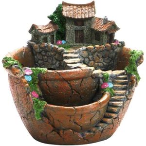 JARDINIÈRE - BAC A FLEUR Pot de fleurs en résine pour plantes succulentes - TRAHOO - Trois pots - Noir - Orange - Rond
