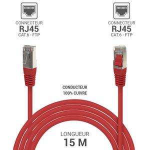 Câble Ethernet Cat6 15M / 50ft Câble LAN haute vitesse 10Gbps avec  connecteur RJ45 plaqué or pour routeur, modem, PC, commutateurs,  concentrateur