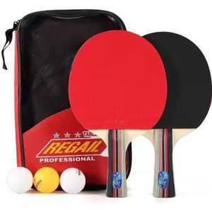 RAQUETTE TENNIS DE T. SP04134-Kit Familial Set De Tennis De Table - 2 Raquette Ping Pong De Peuplier+ 3 Balle+1 Sac