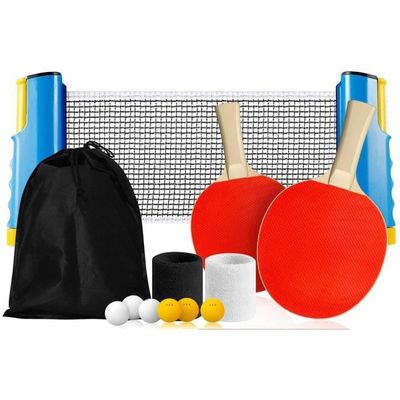 Set Tennis De Table VEGOATY Avec Filet Et 2 Raquettes - Noir/Rouge