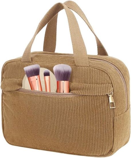 Trousse Toilette Femme Voyage - Pochette Maquillage Cœur Jaune 23x16x5cm