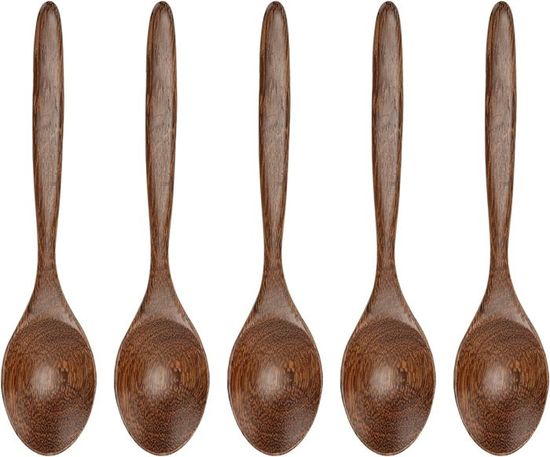 LZZEM Lot De 6 Mini Cuillères En Bois à Manche Court Pour Café, Thé, Sucre, Moutarde, Miel, Condiments En Bois Massif Pour Sel, épices Et Lait En