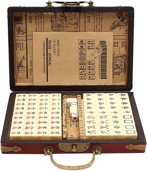 Générique Traditional Chinese Mahjong 144 Tiles Board Game Mah-jong Family Game For Adults, Portable For Home, Outdoor, Travel