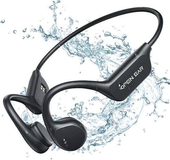Casque Conduction Osseuse Bluetooth 5.4 - Étanche IP68, Mémoire MP3 32 Go - Pour Natation, Course, Vélo - Avec Faisceau Lumineux