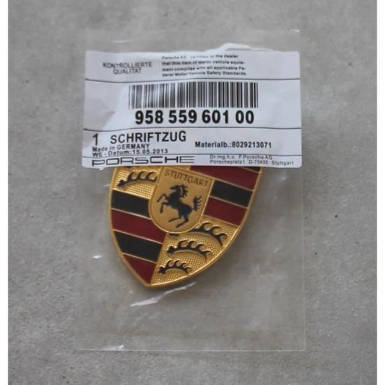 Porsche insigne capot classique jaune logo emblème
