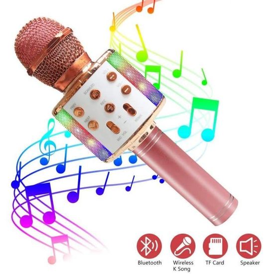 Équipement de karaoké ASENTER Microphone Karaoke Sans Fil, Micro Karaoké  Bluetooth Portable avec LED Lumière Disco pour 81517