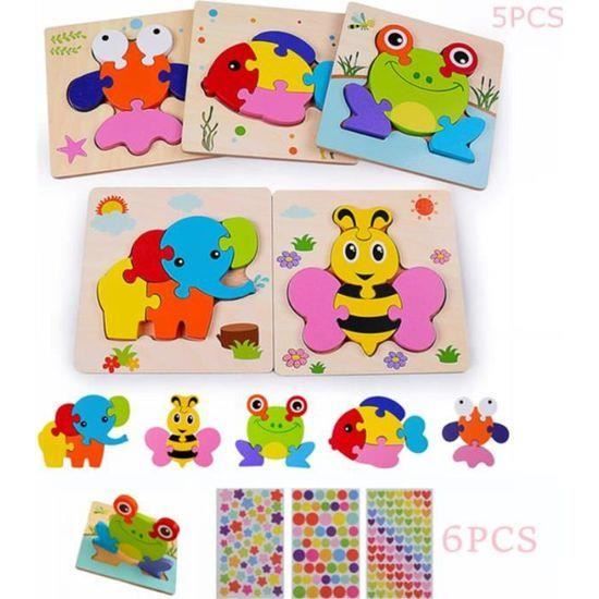 Jouets Bebe Puzzles En Bois Puzzles Encastres Jouets Montessori Jeux Educatifs Pour Les Enfants De 2 A 5 Ans Cdiscount Jeux Jouets