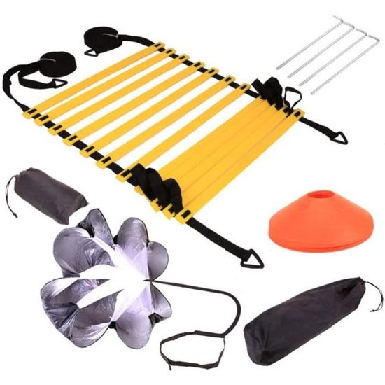 Kit Entraînement Agilité Vitesse - Échelle Plate 19 Pieds + 10 Cônes - Sac De Rangement - Pour Sport, Football, Fitness