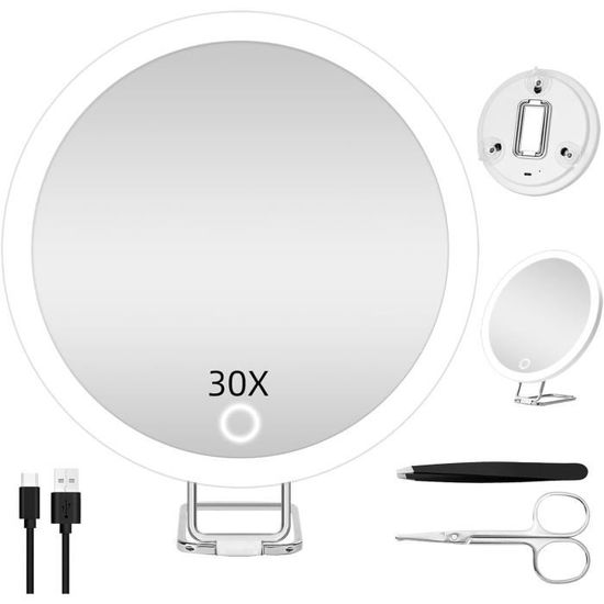 NQEUEPN Miroir Grossissant 30X, Miroir De Maquillage 15,2cm Avec