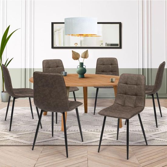 WOLTU Lot de 6 Chaises de Salle à Manger, Chaises Relaxantes en Simili Cuir, pour Salon, Salle de séjour, Cuisine, Chambre à Coucher,Marron, BH332br-6