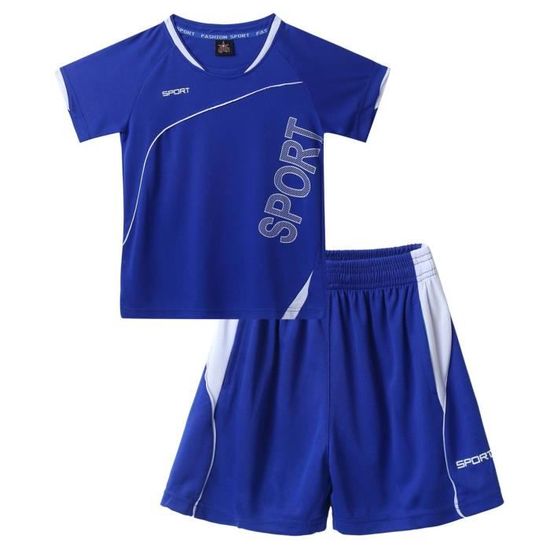 Ensemble Sport Enfant Garçon (T-shirt Et Short) Football Basketball - Séchage Rapide, Taille 4-11 Ans