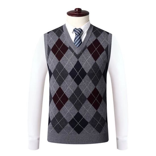 Gilet Tricoté Homme Col V Classique - Pull Sans Manches Doux Et Respirant, Idéal Automne Hiver