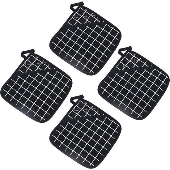 Lot De 2 Maniques Avec Poche Oruola - Coton Résistant Chaleur - 18.8x22.9 Cm - Noir