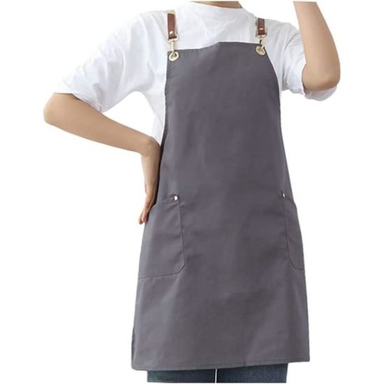 Qipuneky Lot De 2 Tabliers De Cuisine Pour Femme Avec Poche En Coton Et Lin Pour La Cuisine, La Pâtisserie, La Peinture, Les Travaux Ménagers, Café Et Bleu, 72cm*68cm