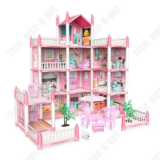 TD Jouets de maison de jeu pour enfants maison de villa de poupee jouet d assemblage de villa de chateau de simulation de petite