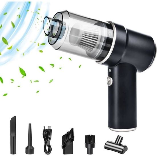Aspirateur Voiture Sans Fil 3 En 1 - 6000Pa, Soufflage Et Gonflage - Batterie 4000mAh Type-C - Portable